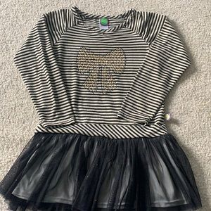 Dollie & me girls black/white/gold striped top (6)